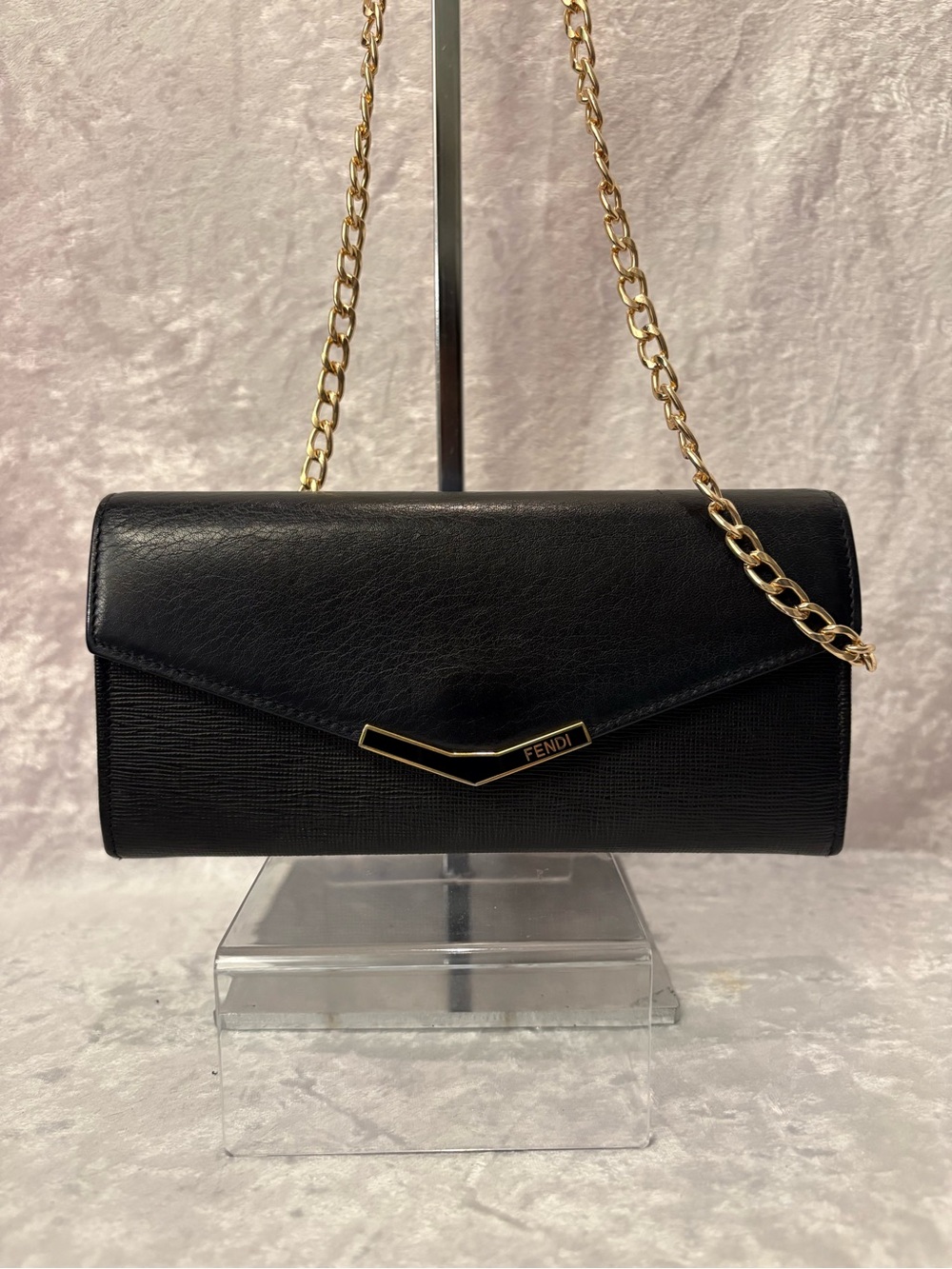 Fendi Vitello Elite 2Jours Continental Wallet Blavk